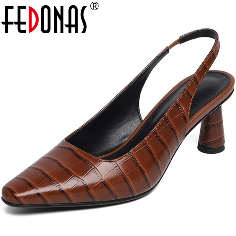 

FEDONAS Fashion Spring Summer Strange Heels Women Night Club Party Pumps Point Toe Genuine Leather New Elegant Shoes Woman
