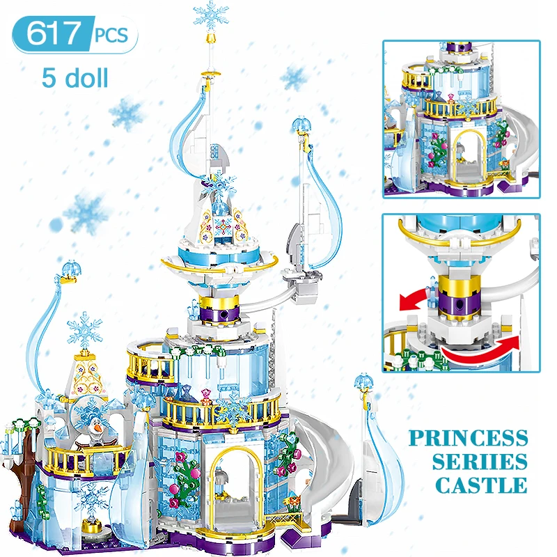 617 шт. Ледяного Замка принцессы Эльзы Снежная королева цифры Совместимо с девушки