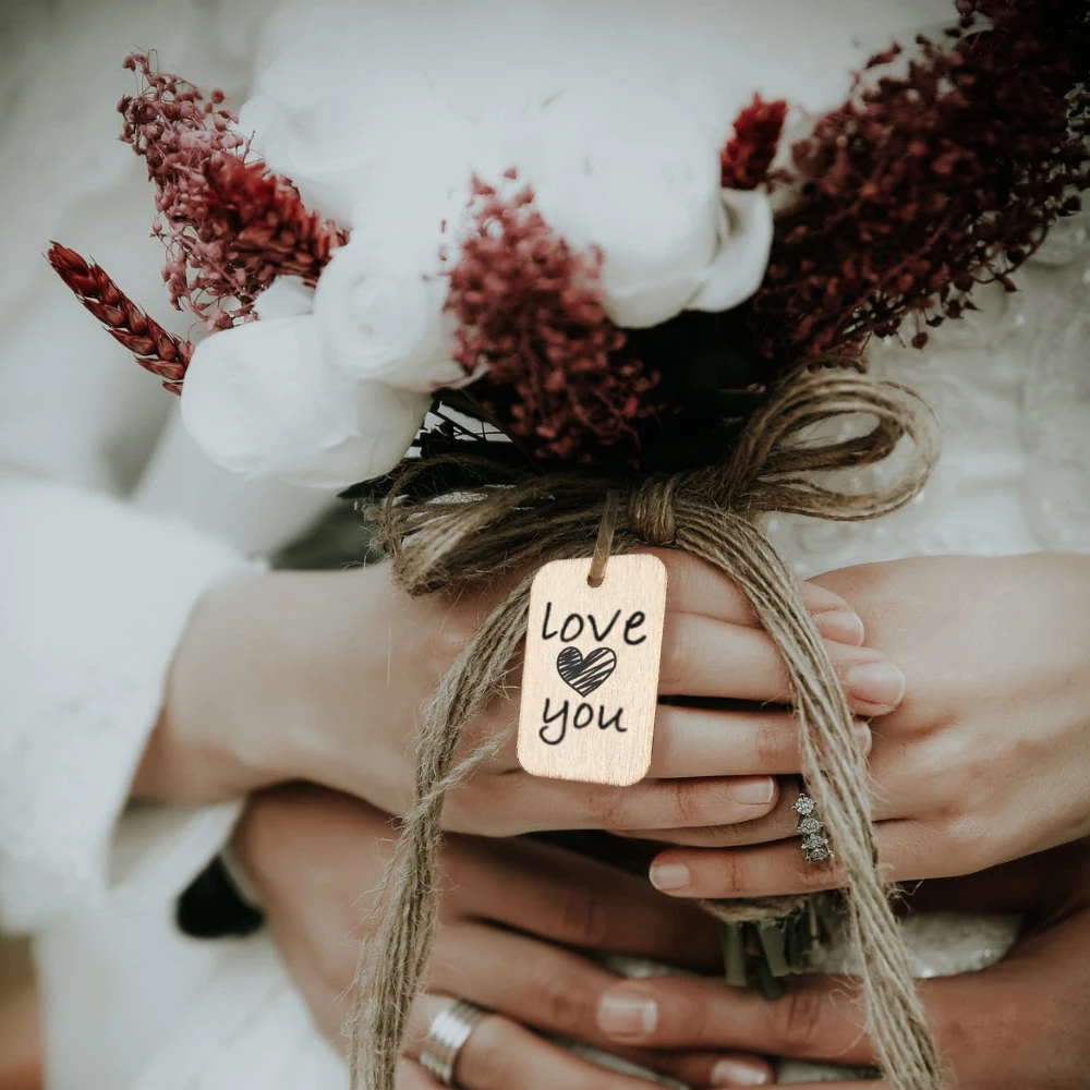 50 шт. прямоугольные деревянные этикетки с конопляными веревками|Поделки из