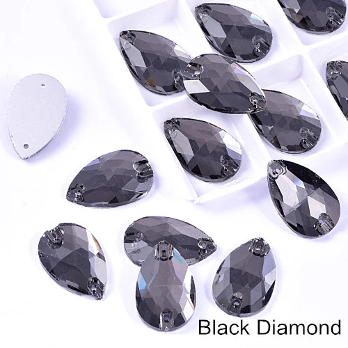 Black Diamond Слеза много Цвета с украшением в виде кристаллов Стекло пришить стразы пришивные стразы прямая швейная стразы свадебное платье B3839 - Цвет: Black Diamond