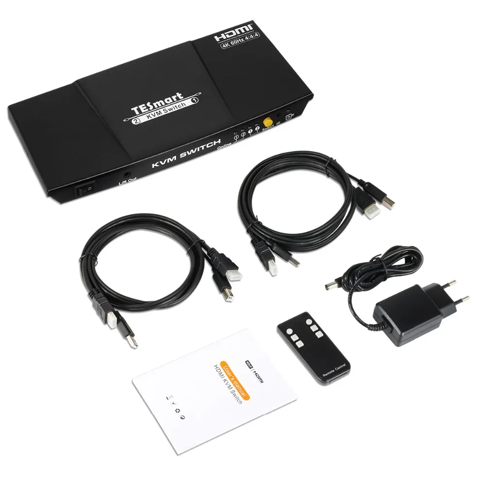 KVM переключатель HDMI 2 порта USB2.0 KVM HDMI коммутатор 4 k@ 60 Гц с 2 шт 5 футов KVM Кабели Switcher Поддержка USB 2,0 управление устройствами 2 шт