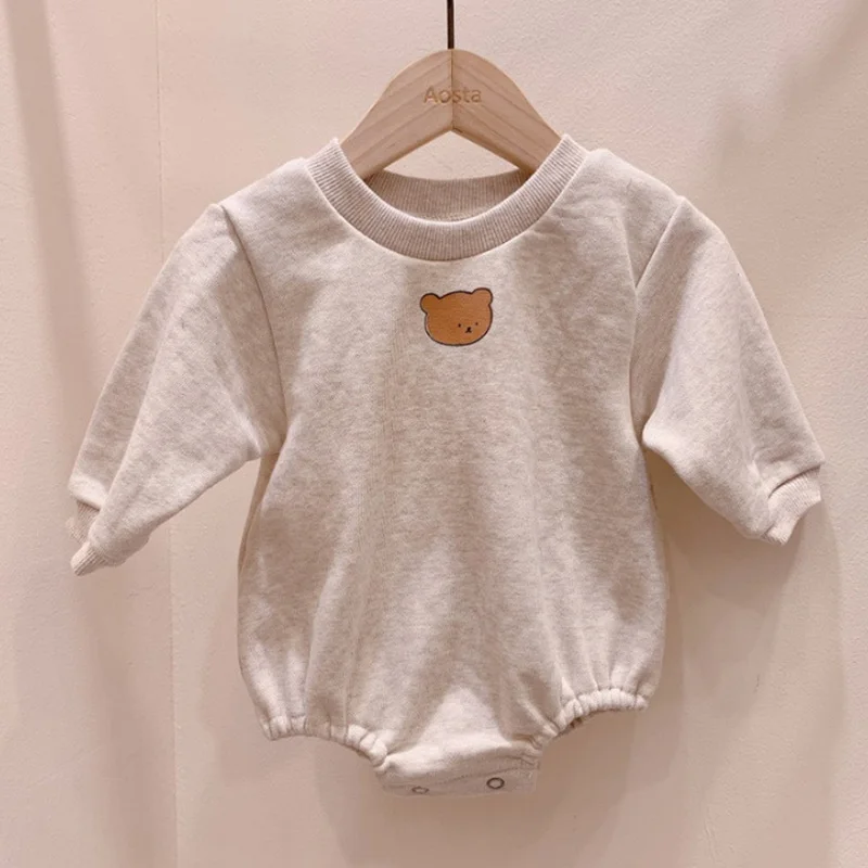 Conjuntos de oto&ntilde;o para beb&eacute;s y ni&ntilde;os de estilo coreano, Body a rayas de oso de manga larga + Pantalones de calcet&iacute;n ajustados, trajes para ni&ntilde;os E402, novedad de 2021-4