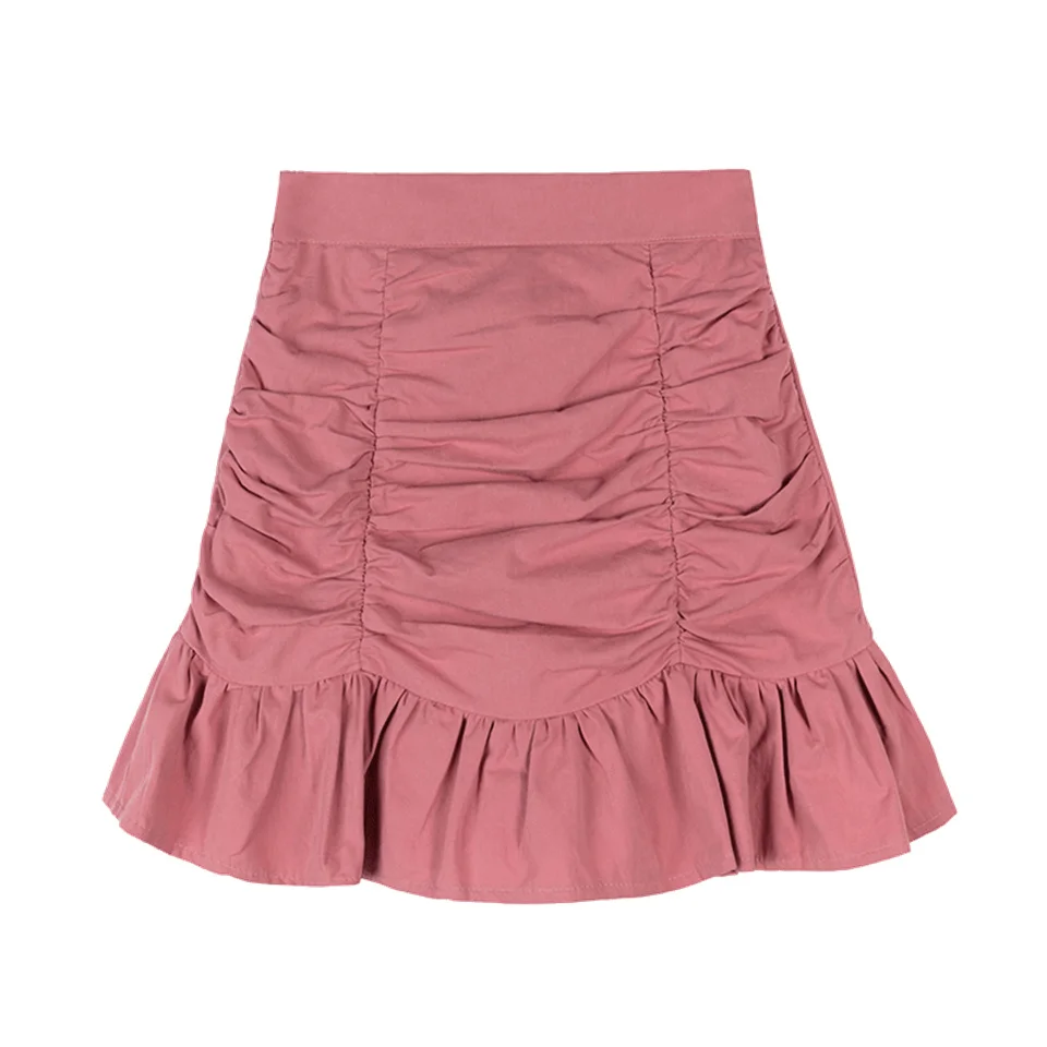

Women Skirt Summer Folds High Waist Ruffle Package Hip Skirts Ladies Casual All-match Skirts Faldas Mujer