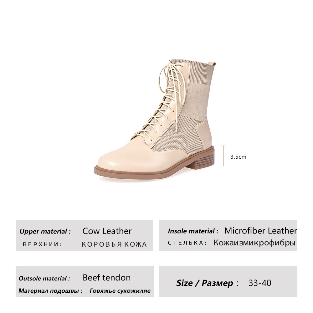 

Classic Woman Winter Fashion Ankle Boots High Quality Genuine Leather Retro Round Toe Thick Square Heel Comfortable Shoes