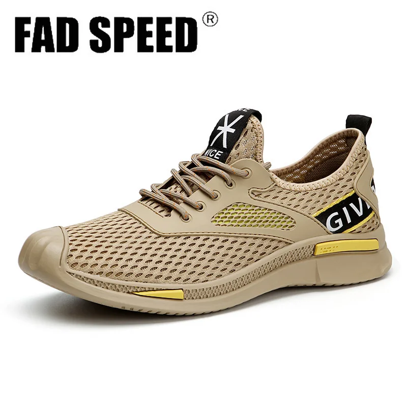 

Men Sneakers Mesh Breathable Running Sport Shoes Male Lace Up Non-slip Men Outdoor Baotou Sneakers Casual Men Shoes 38-46