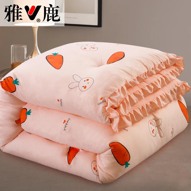 

SF Luxury Lace Summer Quilt warm Duvet Cover Princess style Romantic Quilted Thin Comforter Bed Cover Double Queen King size