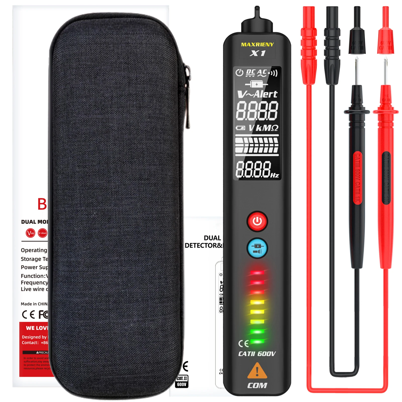 Двухрежимный детектор напряжения с ЖК-дисплеем мультиметр тестер светодиодный