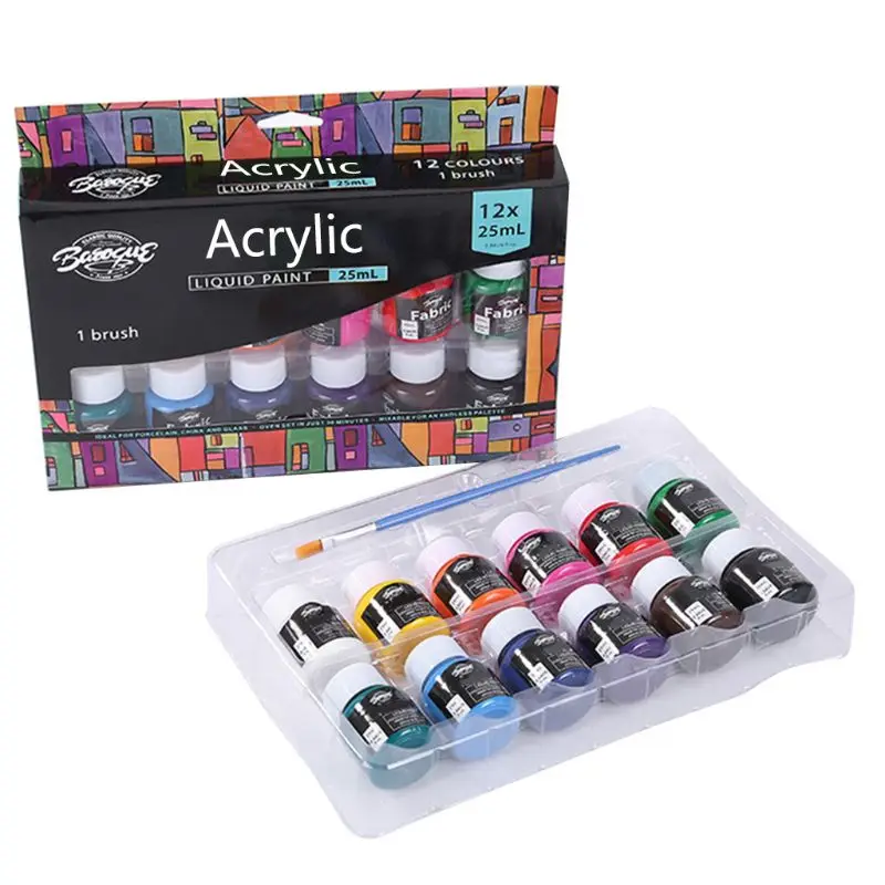 12x25 мл насыщенные краски для тела пигменты набор акриловых красок покраски
