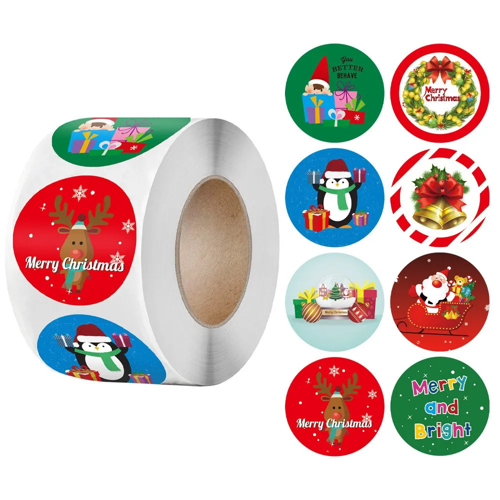 

500pcs Merry Christmas Gifts Stickers Santa Claus Elk Candy Bag Sealing Sticker New Year Gift Box Label Decor Natal Noel Navidad