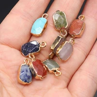 3pcs natural stone rectangle faceted pendants charms for jewelry making bracelet earring necklace accessories size 8x12mm