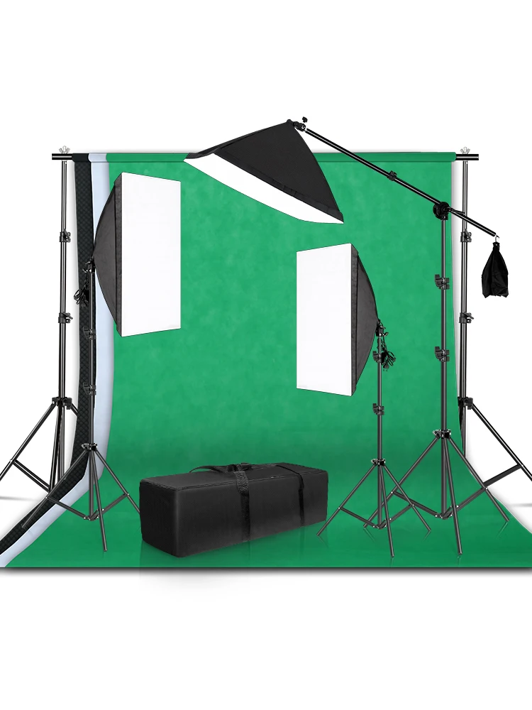Photography Background Frame Support Softbox Lighting Kit Photo Studio Equipment Accessories With 3Pcs Backdrop And Tripod Stand