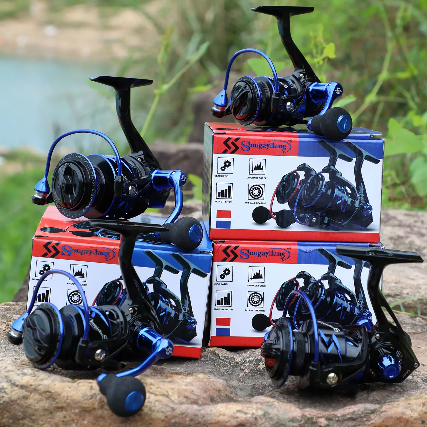 

Sougayilang 12+1BB Spinning Reels 5.2:1/6.2:1 High Speed Gear Ratio Smooth Powerful Freshwater / Saltwater Spinning Fishing Reel