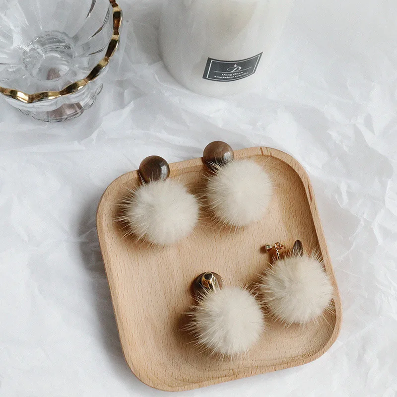 Новые осенние и зимние серьги из меха норки с пушистыми шариками Ретро Серьги