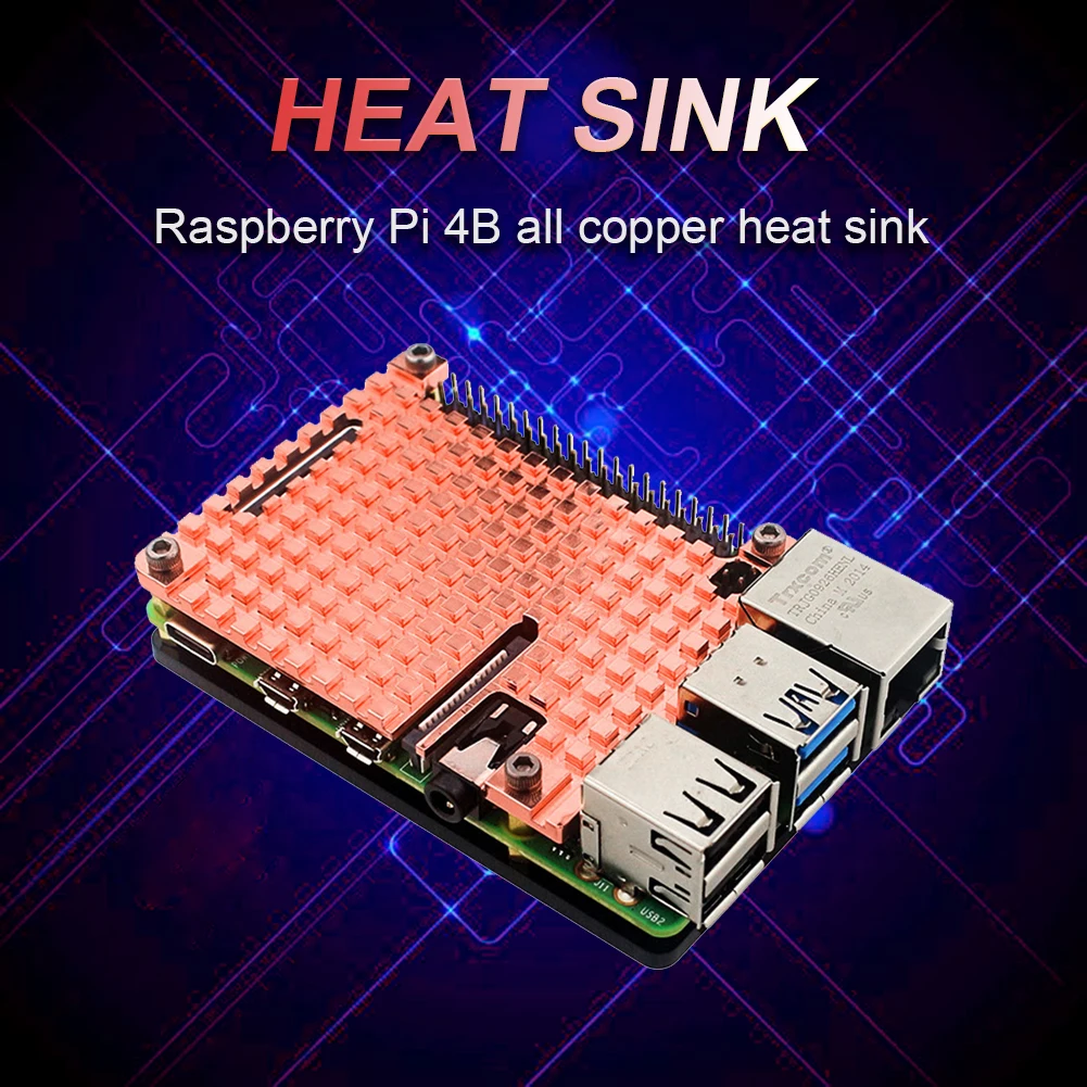 

Сменный радиатор из чистой меди для Raspberry Pi 4B, защитный корпус, Пассивный охлаждающий корпус с клейким веществом