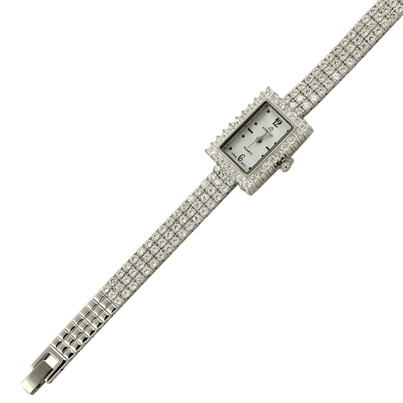 

Silverlina Silver Square Zircon Stone Wristwatch Clock