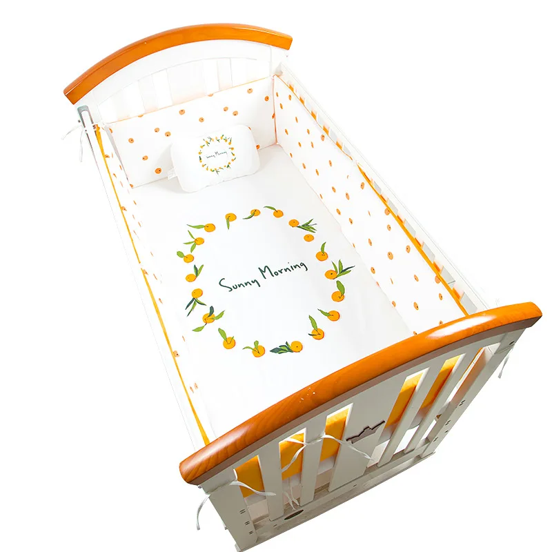 Nordic Baby Bedding Set Bumper Cotton Cartoon Crib Bed Mattress Cover Baby Pillow Flat Head Newborn Crib Bumper Kids Crib Sets