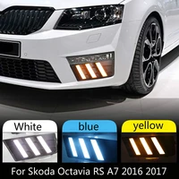 2pcs led drl daytime driving running lights daylight cover hole free shipping for skoda octavia rs a7 2016 2017