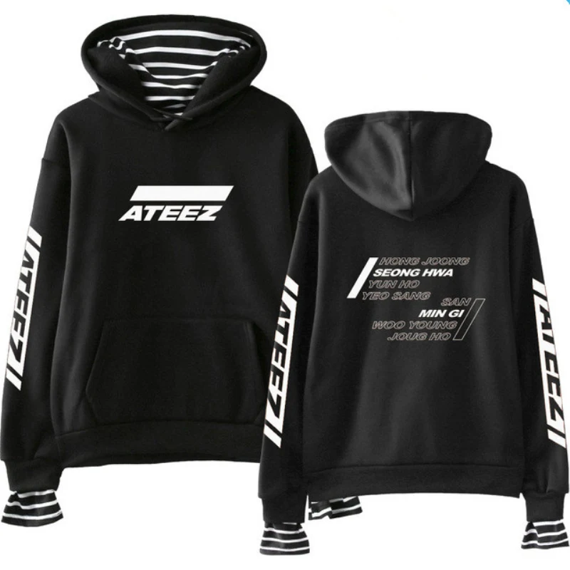 Новое поступление Kpop ATEEZ Толстовка с принтом из двух частей повседневные толстовки женские модные толстовки Wooyoung Mingi