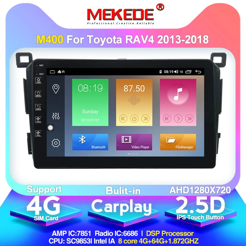 MEKEDE 2din Android 10.0 Car Radio Player for Toyota RAV4 Rav 4 2013-2018 GPS Navigation Wifi Video 4G RAM 64G ROM 2 din NO DVD - купить по