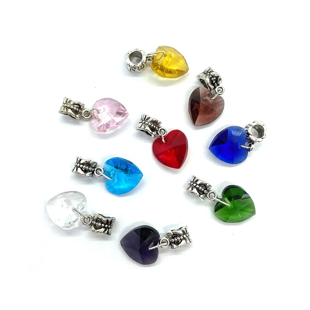

Colorful Crystal Gem Pendant Love Heart Shape Necklace Pendant for DIY Necklace Bracelet Ladies Fashion Jewelry Accessories