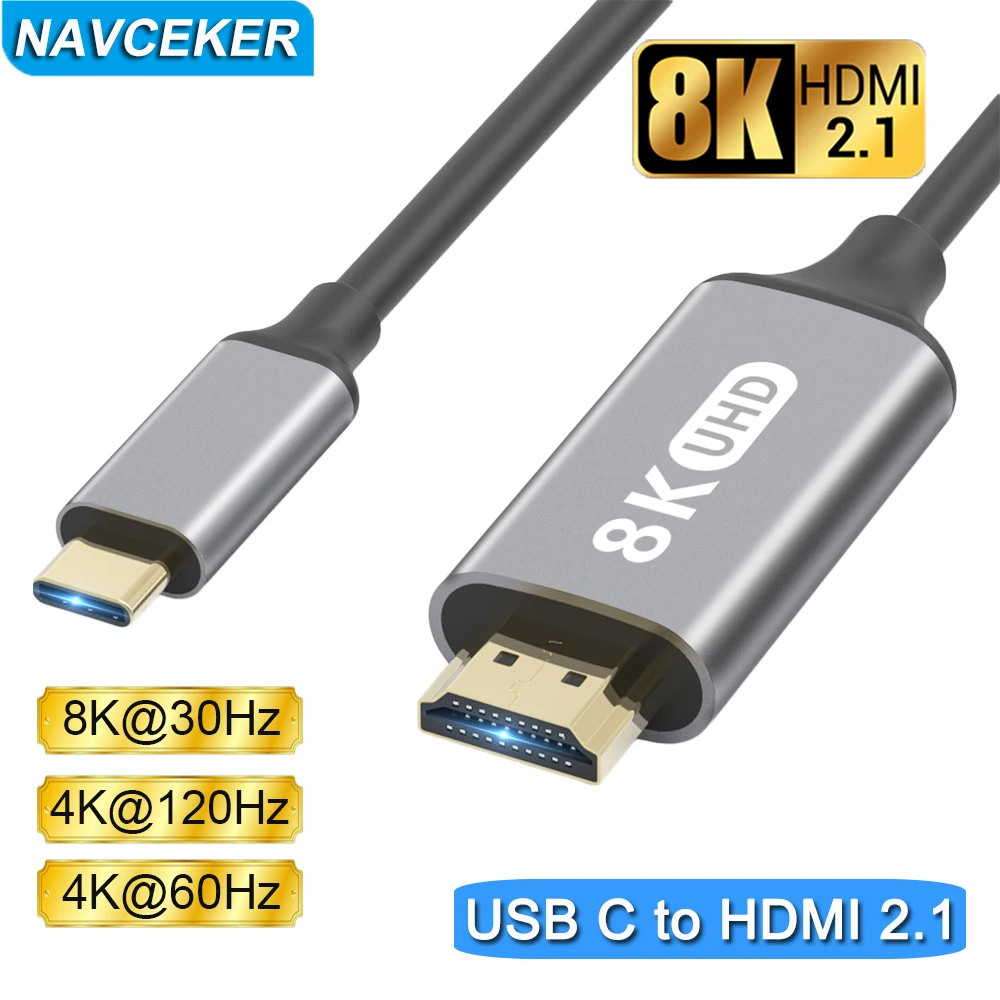 2021 8K Best USB C 3.1 to HDMI 4K Adapter Cables Type C to HDMI Cable for MacBook Samsung Galaxy S9/S8/Note 9 Huawei USB-C HDMI
