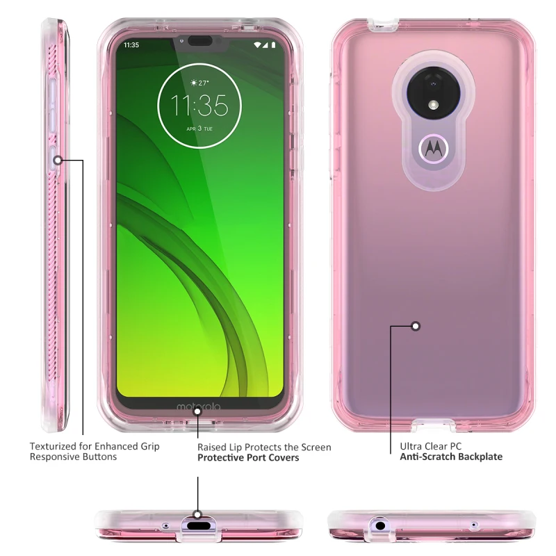 Hard Back Case for Motorola Moto G7 Power Play Full Cover with Built-in Screen Protector Shock Absorption Case for Moto G7 Play