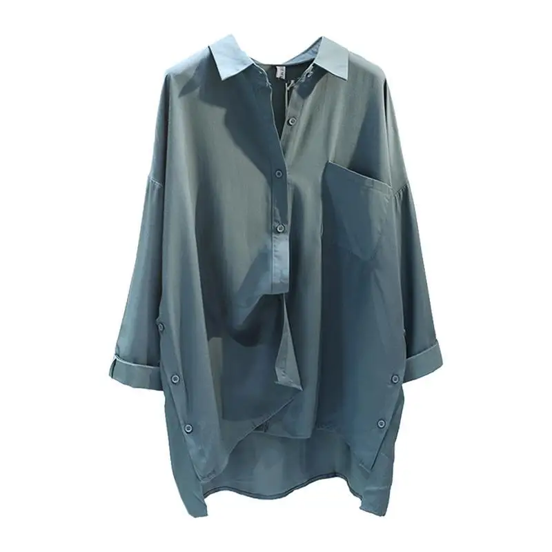 Однотонная Классическая Свободная блузка в Корейском стиле Женская