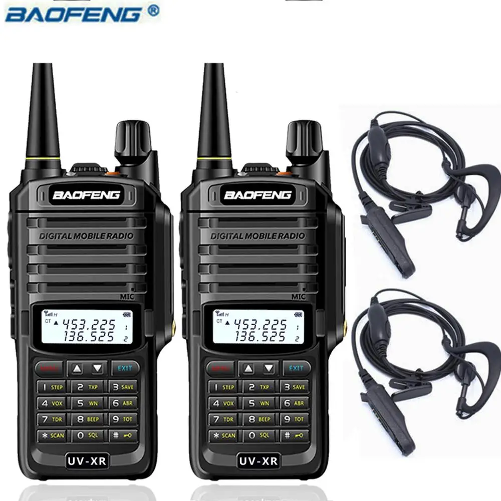add headset 2 шт. Baofeng UV-XR 10 Вт Высокая мощность IP67 Водонепроницаемый двухстороннее радио Двухдиапазонная портативная рация для охоты, пешего туризма, дождя - Цвет: add headset