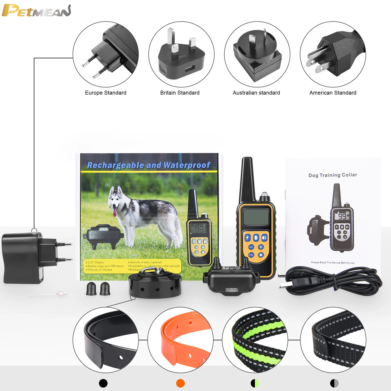 

800m Electric Dog Training Collar Vibrating Shock Control With LCD Display Waterproof Rechargeable Pet Remote For All Dogs Samll