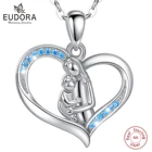 Ювелирное ожерелье Eudora, ожерелье из серебра 925 пробы с кулоном в виде сердца матери и ребенка с фианитами, 2021 подарок на день рождения, дни матери, D664
