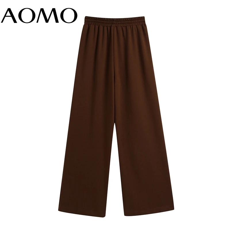 

AOMO 2021 Women Solid Wide Leg Pants Cargo Strethy Waist Pants Trousers Joggers Female Sweatpants BE948A