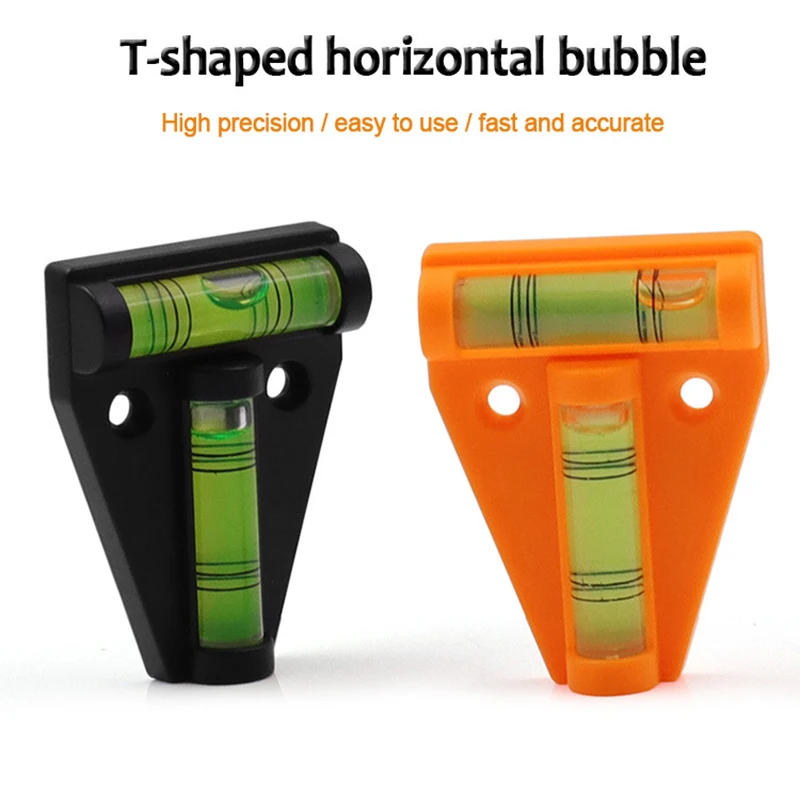 2pcs Horizontal Plastic Mini T Type Spirit Level T-type Scope Triangle Level Measuring Kit Bullseye Level Bubble Inclinometer