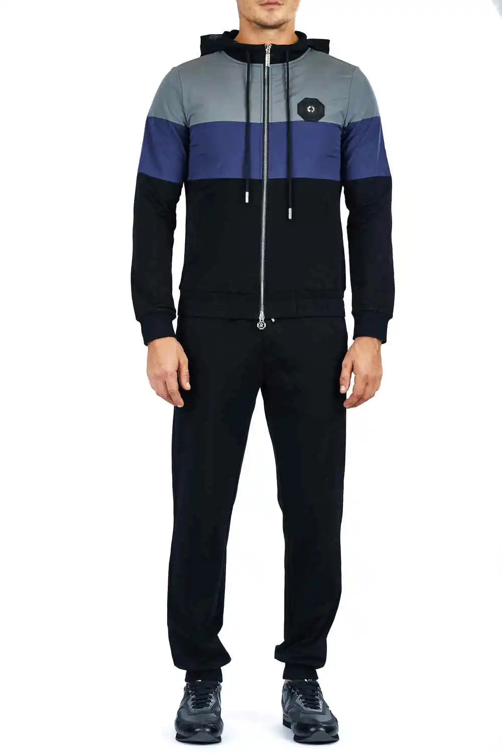 

BILLIONAIRE Sportswear Hooded cotton men 2022 new Comfortable high quality elasticity outdoor zipper Solid color stripe M-4XL