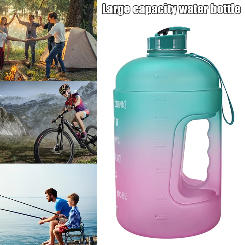 

3.78L Sport Water Bottle Super Large Capacity Plastic Outdoor Fitness Water Kettle with Scale B1
