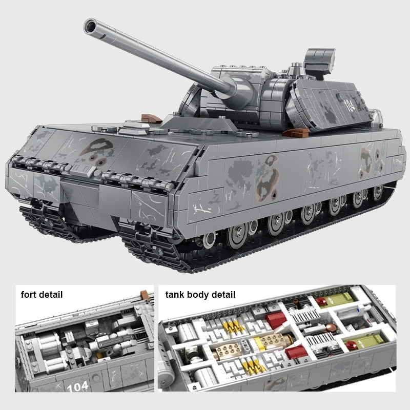 Военный тяжелый танк немецкий VIII Maus строительные блоки леопард 2 Второй мировой