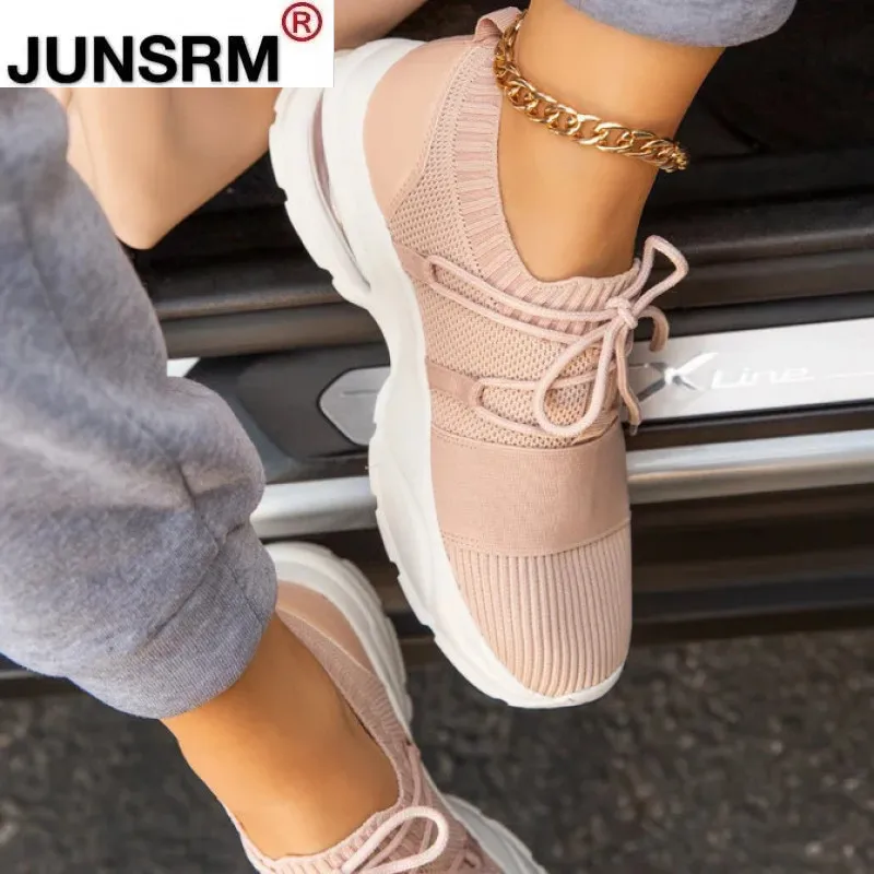 

Sneakers for Women Summer Woman Breathable Sock Casual Shoes Lace Up Tennis Mesh Shoes Female Sport Shoes Ladies Flat Big Size