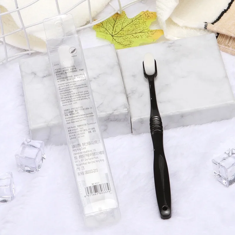 Ультратонкая зубная щетка Micro nano Hair черная/белая с супермягкой щетиной для