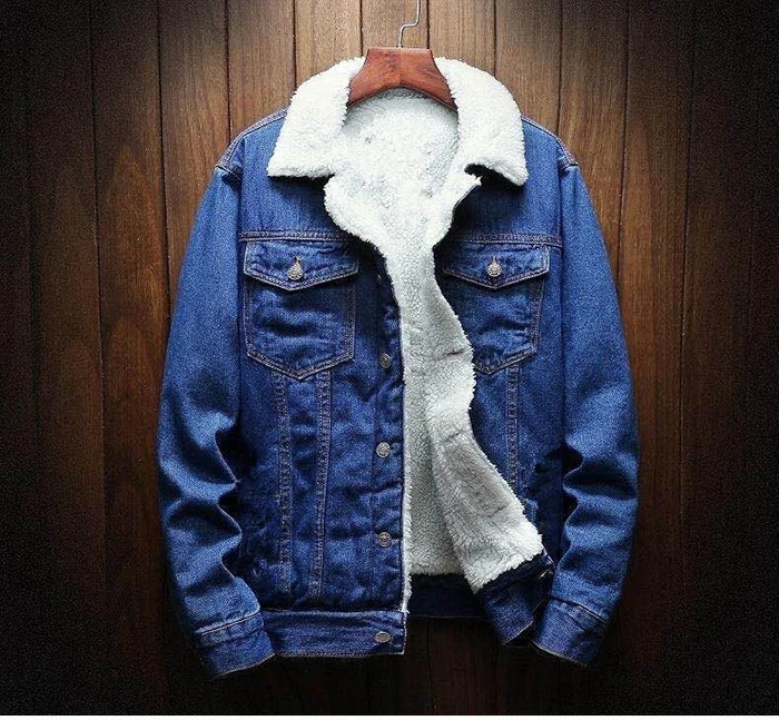 Джинсовая куртка Мужская Утепленная повседневная утепленная приталенная из