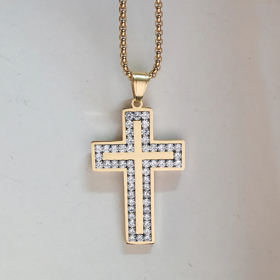 Цепочка с большим кулоном Иисуса для мужчин и женщин религиозное ожерелье в