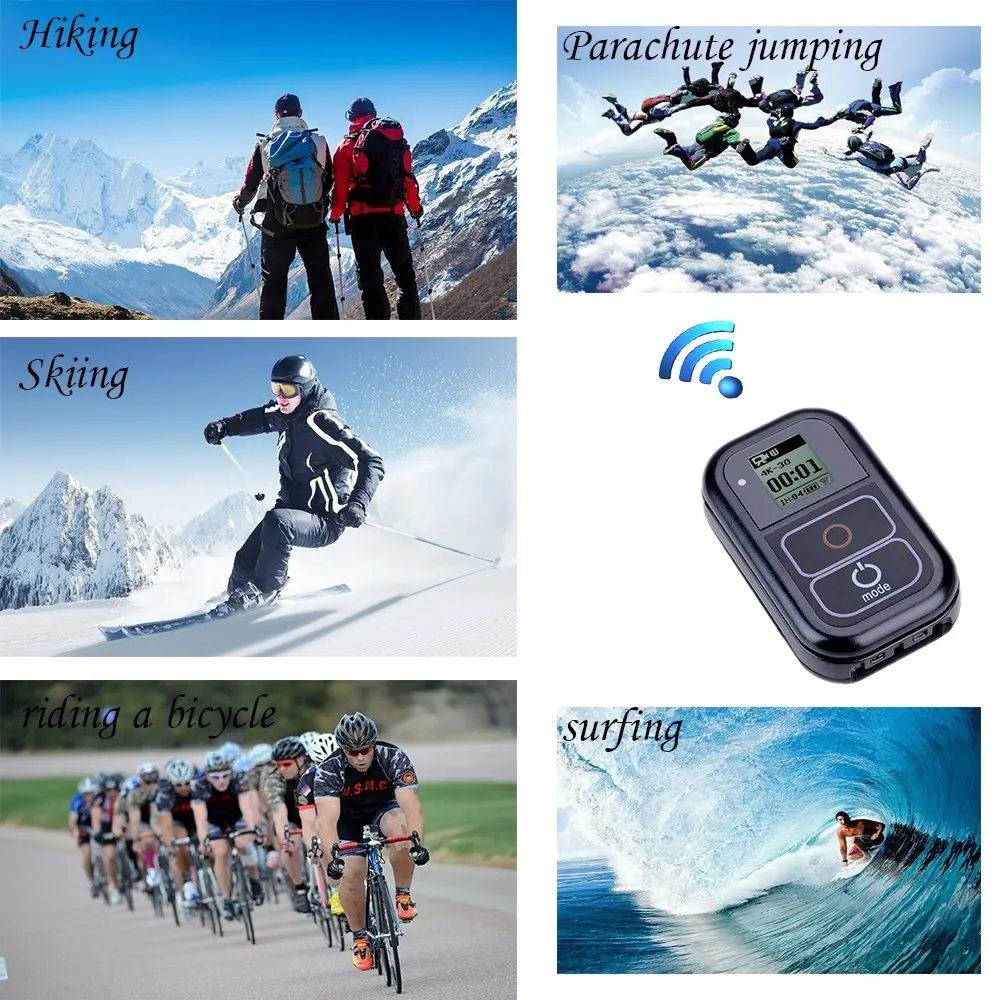 Цена Водонепроницаемый пульт дистанционного управления с Wi-Fi для Gopro Hero 6, Hero 5, 4, 3, 3, 4, 5 Session, аксессуары для камер Gopro Hero 7, Hero 8, черный