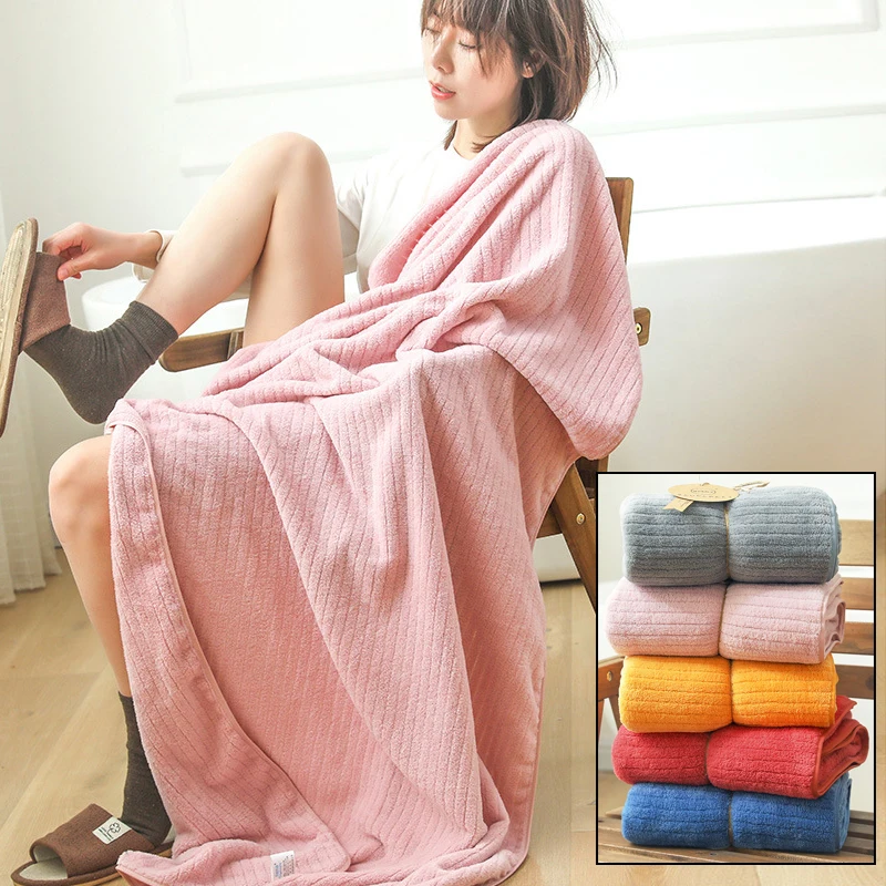 

Comfortable Beach Towels Microfiber Coral Velvet Shower Towel Breathable Large Towel Soft Absorbent 90cm*160cm Bath Towel