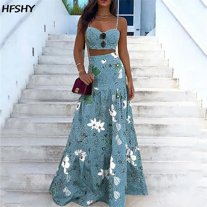 

2021 Summer Women Sexy Robe Dress Two Set Floral Embroidery Wrapped Chest Elastic Waist for Female prom dress vestidos de verano