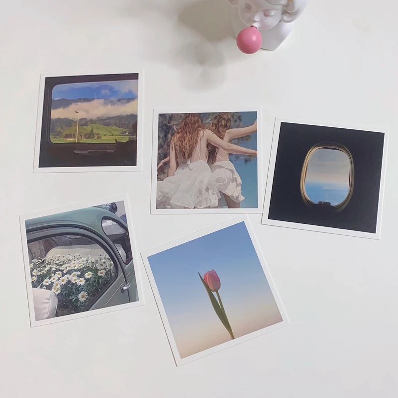 Ins девушка пейзаж тюльпан Маргаритка художественная карта простая стильная