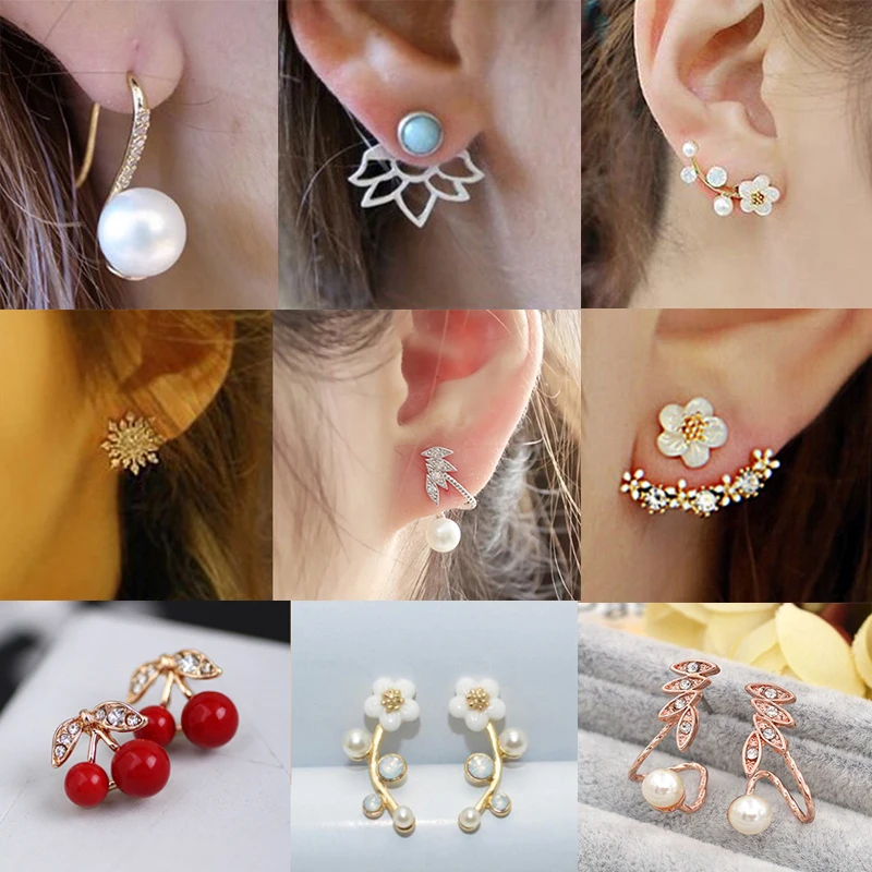

4/3/2pairs Stud Earrings for Women Earings Fashion Jewelry Flower Crystal Rhinestone Fashion Pearl Girls Women Earrings Stud
