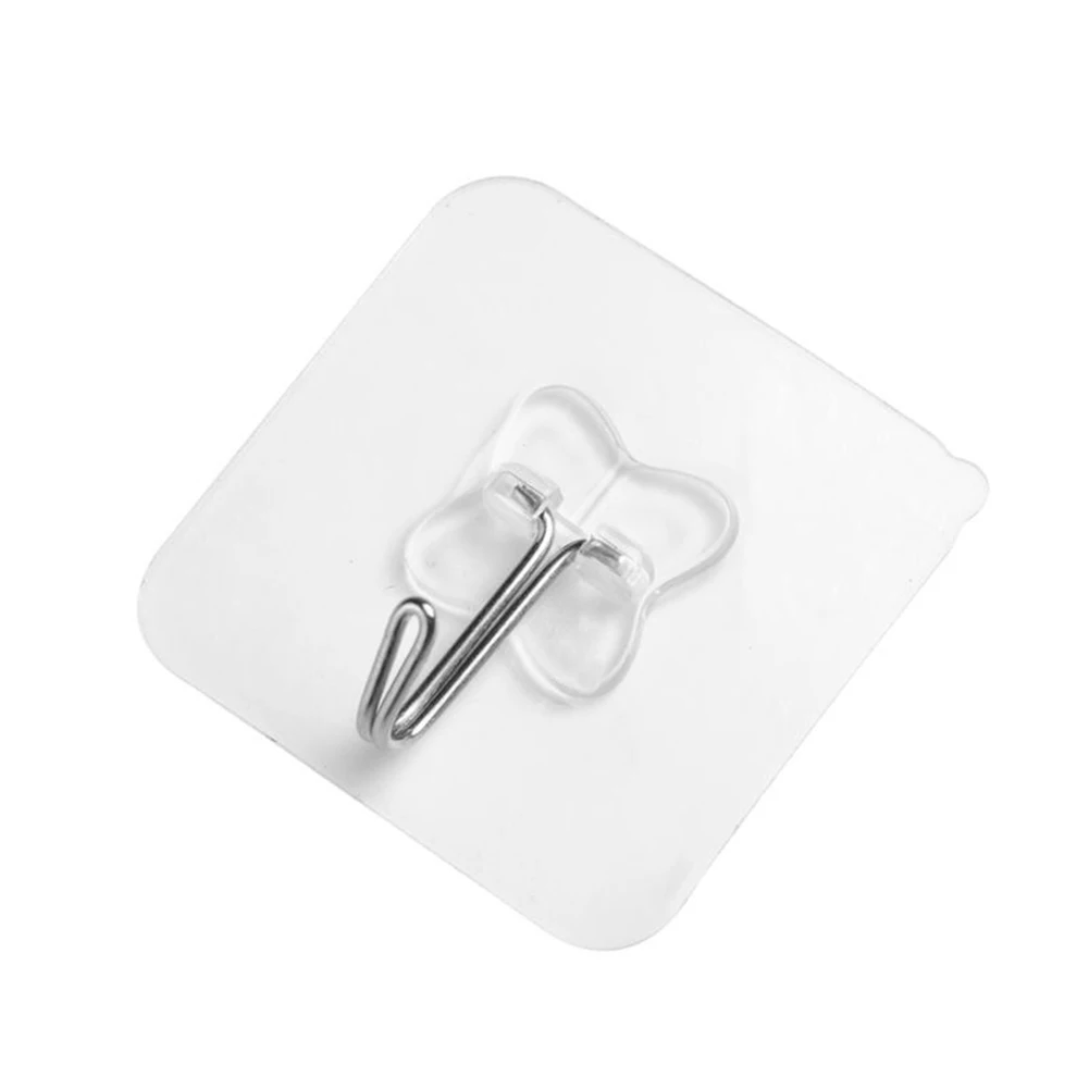 

2Pcs Transparent Bathroom Kitchen Wall Strong Adhesive Hook Hangers Stick Holder