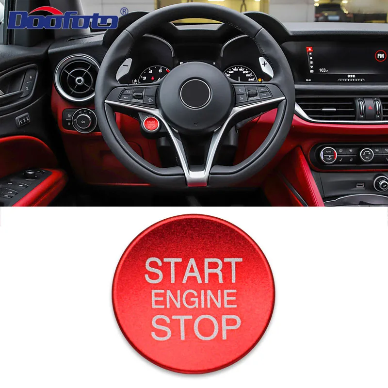 Red Cover Doofoto кнопка запуска и остановки автомобиля кольцо крышки для Alfa Romeo 159 Giulietta 147 Mito 156 Giulia GT Stelvio Brera аксессуары Стайлинг - Название цвета: Red Cover