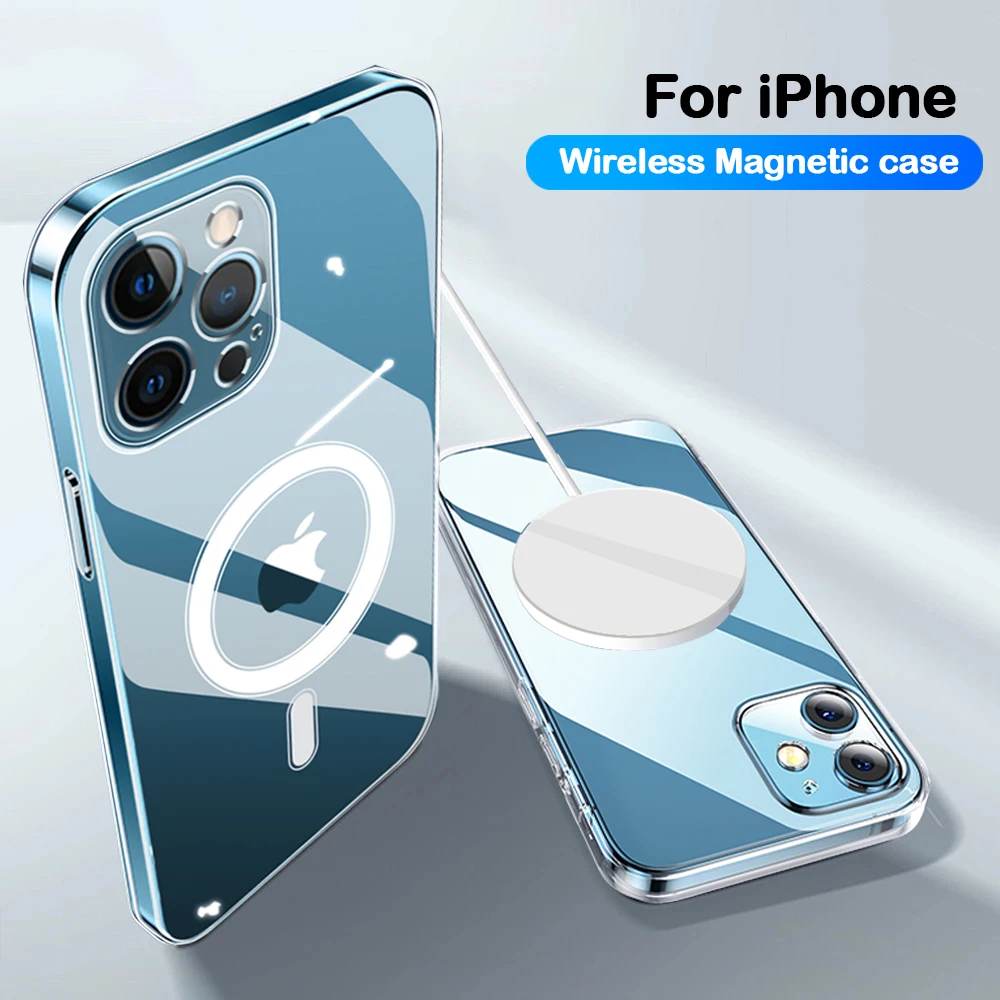 

Official Original Wireless Magnetic Case For iPhone 13 12 11 Pro Max Mini Case on XR X XS Max 78 Plus SE Luxury Shockproof Cover