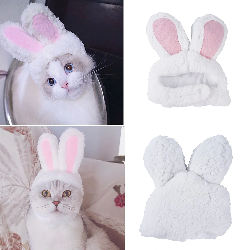 Забавный милый костюм для домашних животных шапка с кроликом и ушками теплая