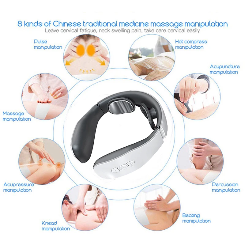 

Electric Neck Massager Shoulder Cervical Protector Massager Multifunctional Hot Compress Pulse Neck Rechargeable Massage
