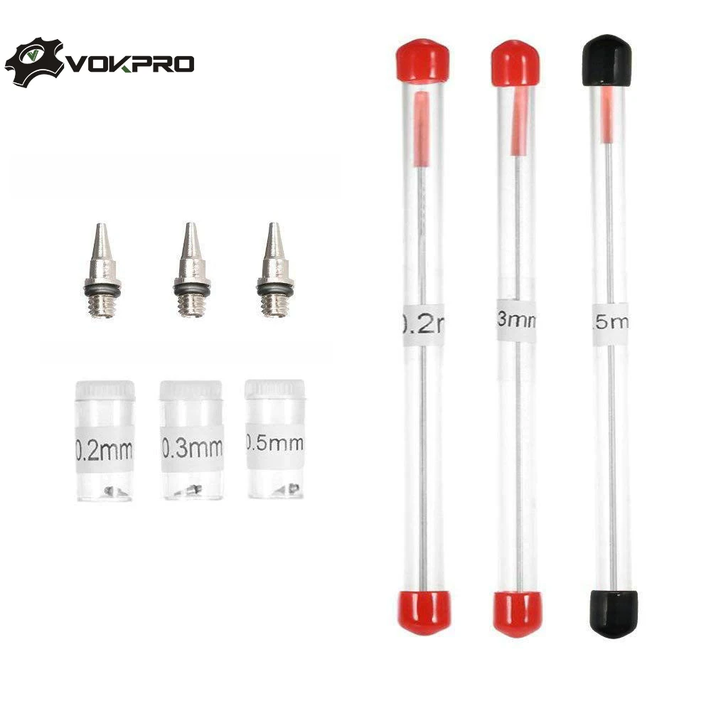 0.2 0.3 0.5mm Nozzle 7cc 0,2 мм/0,3 насадки Аэрограф с 11 шт набор чистящие принадлежности пистолета-распылителя украшения торта кисточки для маникюра воздушная щетка - Цвет: 0.2 0.3 0.5mm Nozzle